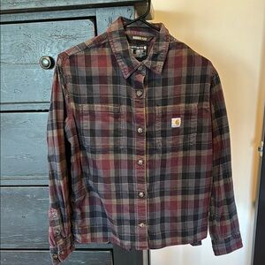 Carhartt Maroon and Black Casual Button Down Shirt